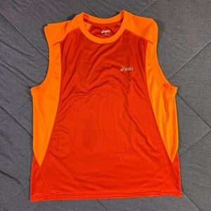 Vintage Y2K ASICS Running Cutoff Men’s XL Made in USA Orange Mesh Sleeveless Top